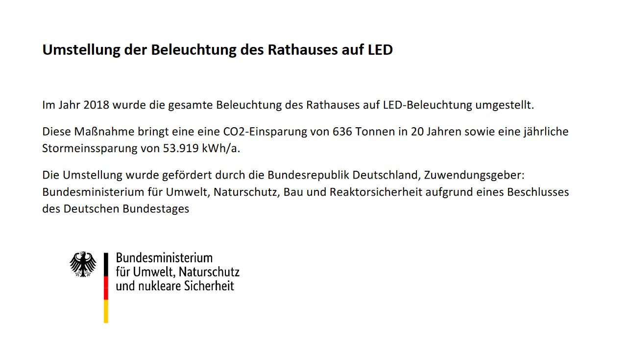 Grossansicht in neuem Fenster: Umstellung der gesamten Beleuchtung des Rathauses auf LED Grossansicht in neuem Fenster: Umstellung der gesamten Beleuchtung des Rathauses auf LED