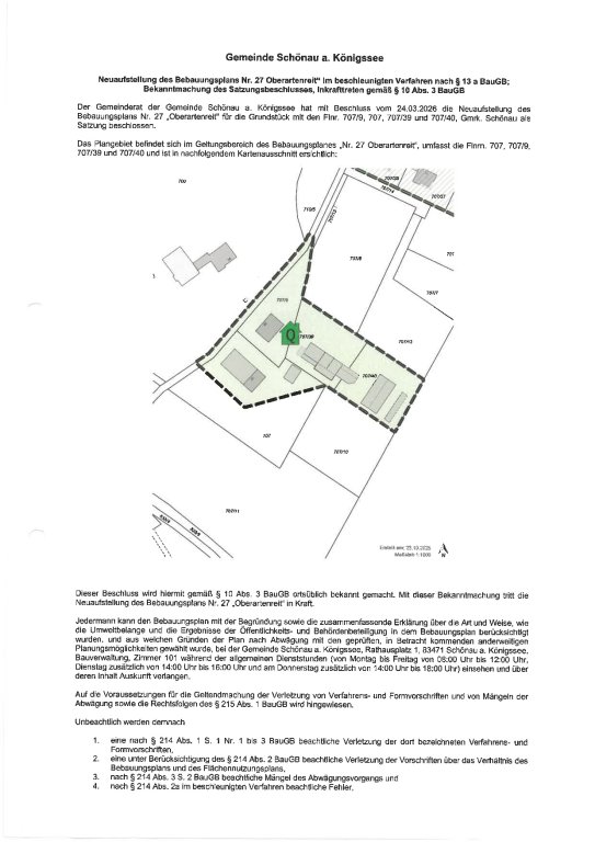 Bebauungsplan Nr. 27 "Oberartenreit"
